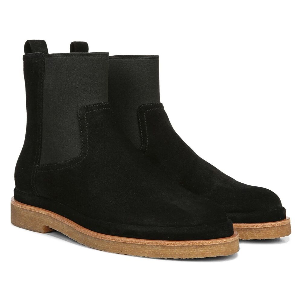 VINCE 7.5 womens Suede Litton Leather black bootie chelsea pull-on boot